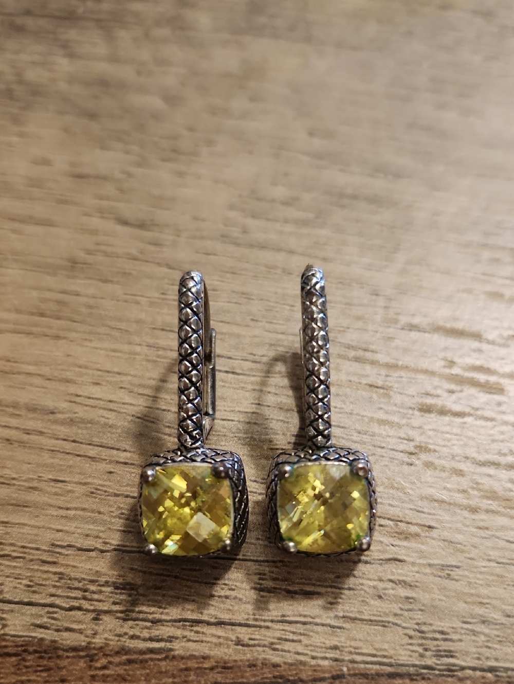 Premier Design Silver Yellow Gemstone Drop Earrings
